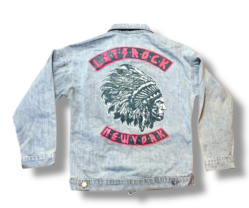 Smyth Men's Denim Jacket S Chief Headdress Srtreetwear Moto Indie NYC Punk Biker